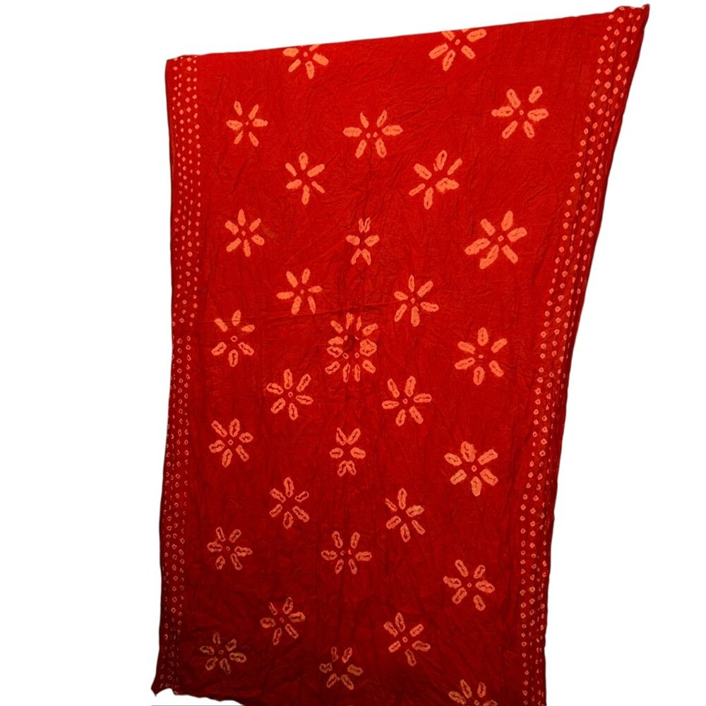 divine India red tie dye Indian Block Print pareo shawl scarf cotton cover up